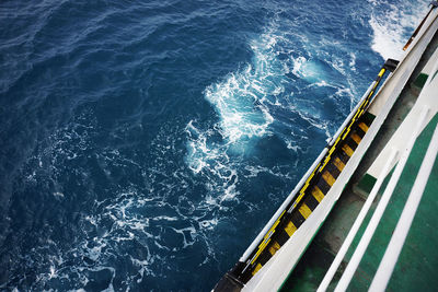 High angle view of boat on sea