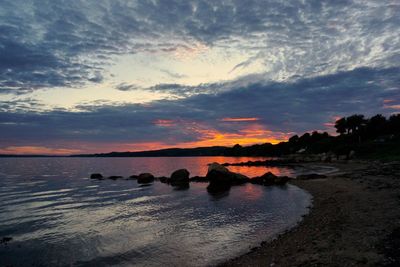 Scenic view of sea against sky at sunset