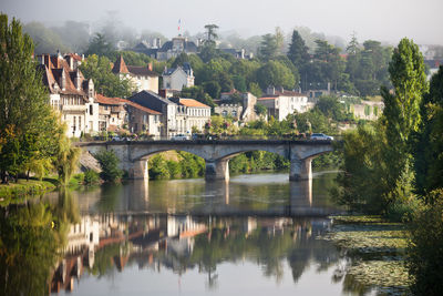 Panoramic view of bridge over river against sky