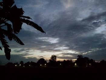 Low angle view of silhouette trees against sky during sunset