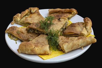 Close-up of breakfast served in plate