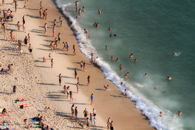 Aerial view of tourists at beach
