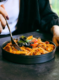 Close-up of man preparing food