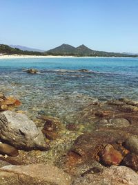 Scenic view of sea against clear sky