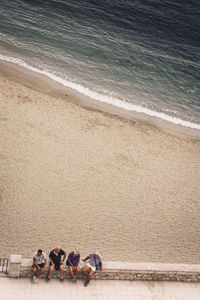 High angle view of people on beach