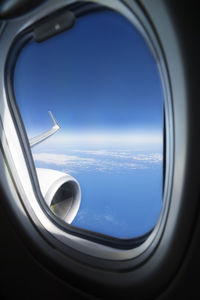 View of sky seen through airplane window