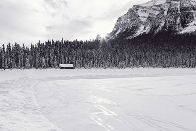 Scenic view of snow covered mountain