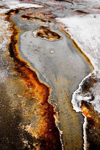 High angle view of snow on land