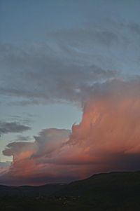 Scenic view of mountains against cloudy sky