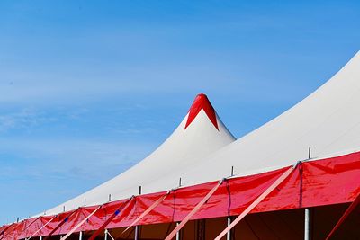 Tent on roof against clear sky