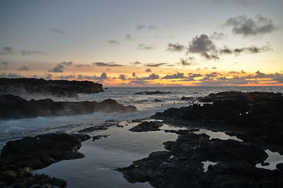 Scenic view of sea against sky during sunset