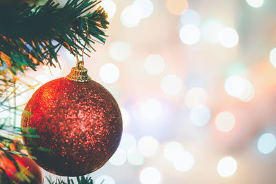 Close-up of illuminated christmas tree