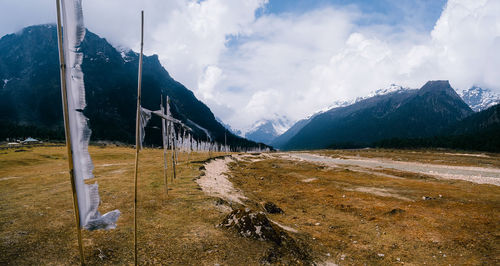 Panoramic view of landscape and mountains against sky