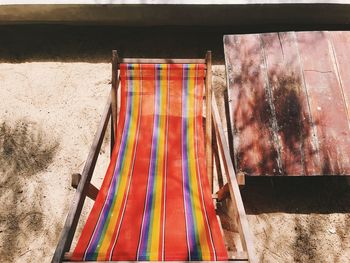 Close-up of clothes drying on sand