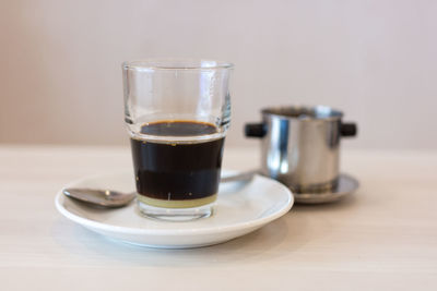 Close-up of coffee on table