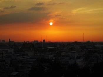 View of cityscape at sunset