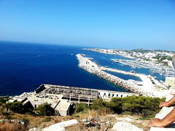 Scenic view of sea against clear sky