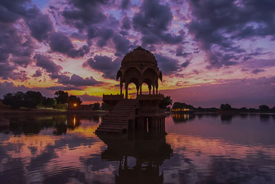 Scenic view of lake during sunset