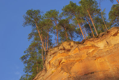 Low angle view of rock formation against sky