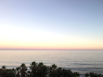 Scenic view of sea against clear sky during sunset