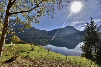 Scenic view of lake against sky