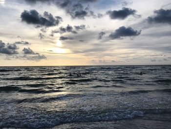 Scenic view of sea against sky during sunset