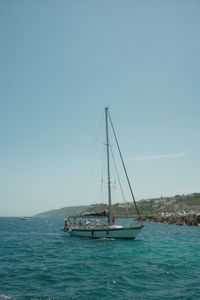 Sailing in the adriatic sea on the coast of tricase.