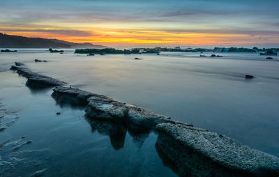 Scenic view of sea against sky during sunset