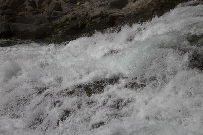 Water flowing through rocks