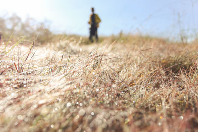 Man walking on field