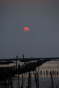 Scenic view of sea against clear sky during sunset