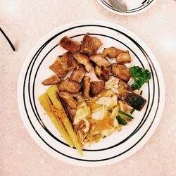 High angle view of meal served in plate