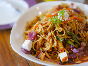 Close-up of meal served in plate