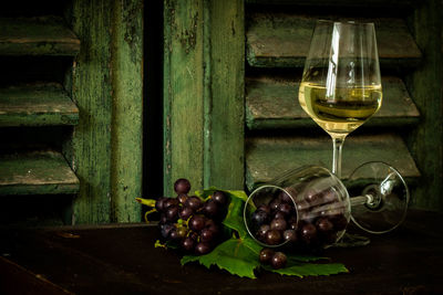 Close-up of grapes in glass