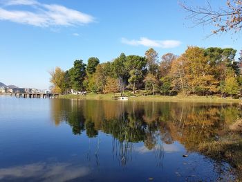 Scenic view of lake against sky