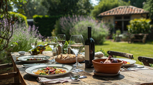 High angle view of food on table