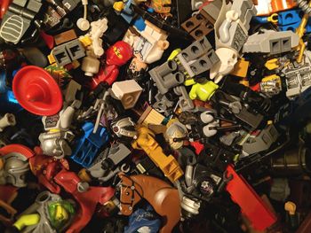 High angle view of toys