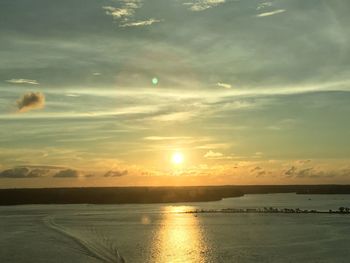 Scenic view of sea against sky at sunset