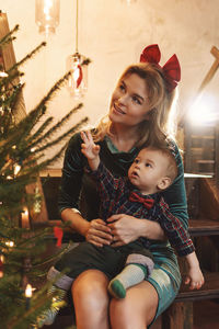 Mother and daughter at home