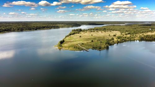 Scenic view of lake against sky