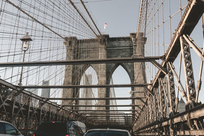 Low angle view of suspension bridge