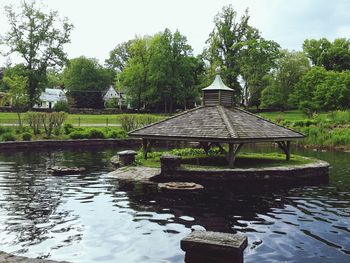 View of pond in park