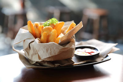 Close-up of food on table in restaurant