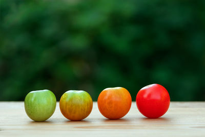 Close-up of apples on table