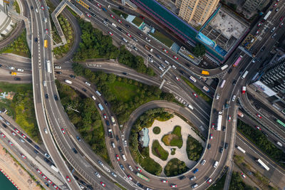 High angle view of traffic on road