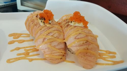 High angle view of meal served in plate