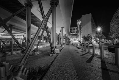 Low angle view of city street at night