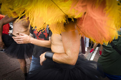 People in traditional clothing during carnival