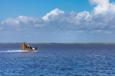 Airboat ride in the swamps of texas, gulf of mexico