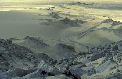 Aerial view of snowcapped mountains